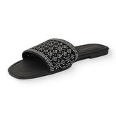Evie - Black - Women's Rhinestone Flat Sandals Lady slippers