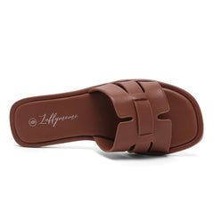Elle - Brown - Fashion Women's Low-Heel Flat Slippers