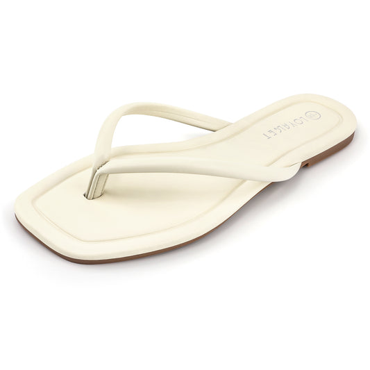 Women Square Toe Flip Flops Minimalist Summer Beach Sandals