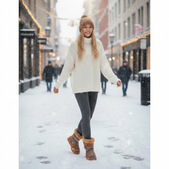 Women's Knit Platform Snow Boots Warm Fur Lined