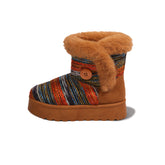 Women's Knit Platform Snow Boots Warm Fur Lined