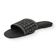 Evie - Black - Women's Rhinestone Flat Sandals Lady slippers