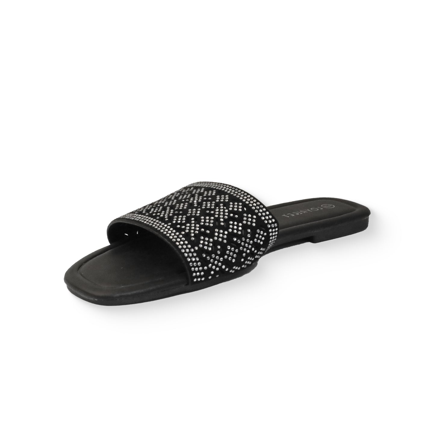Funkymonkey Womens Rhinestone Flat Sandals Non Slip TPR Sole Slides