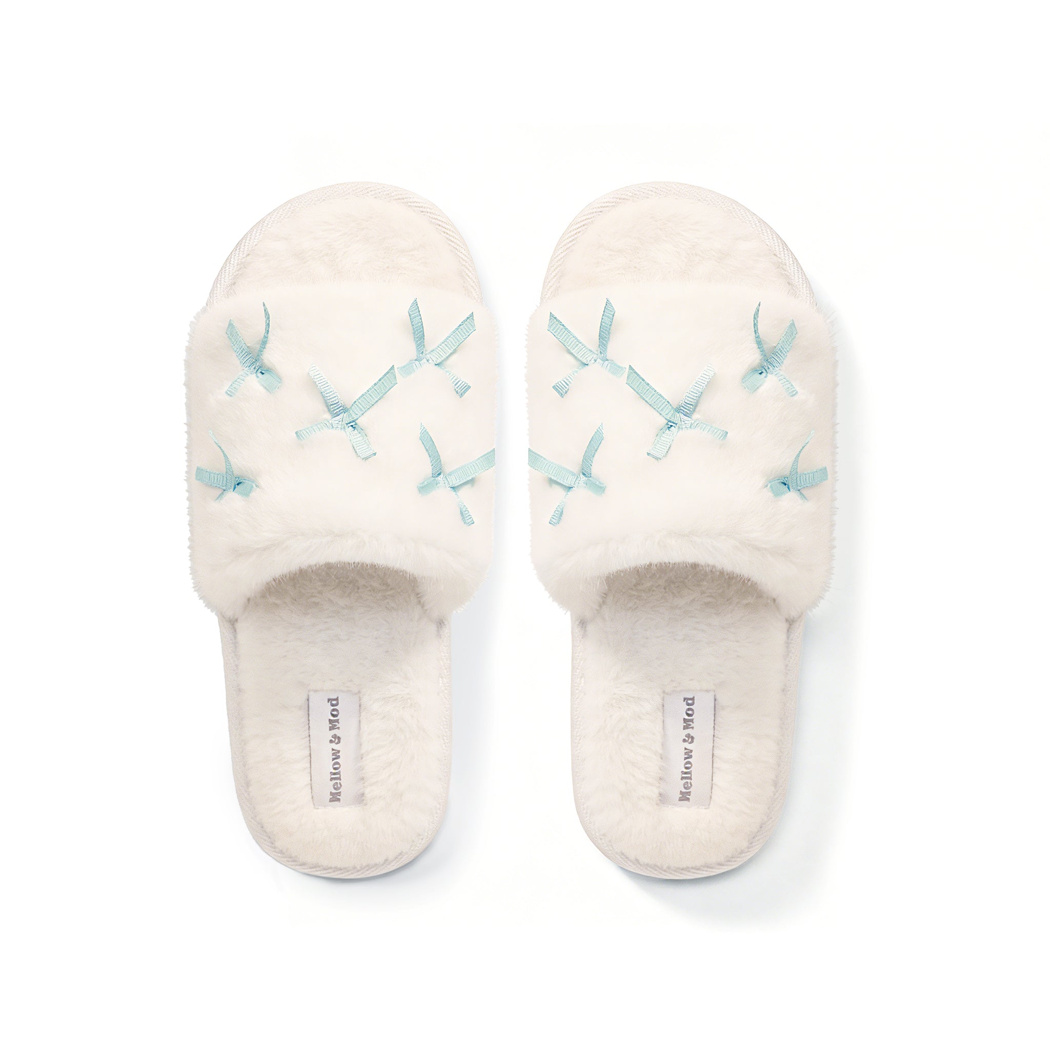 FunkyMonkey Plush Bow Slippers - Cozy Faux Fur House Slides