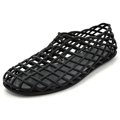 Soft Black Mesh Ballet Flats – Slip-On Chic Comfort Sandals