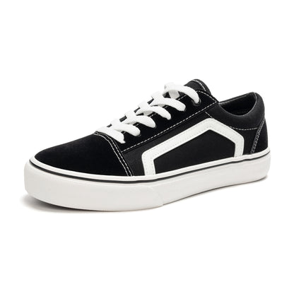 Women's Canvas Sneakers Faux Leather Low Top Casual Walking Shoes