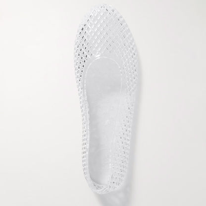 Women’s Jelly Mesh Ballet Flats – Breathable Clear PVC Slip-On Sandals | Lightweight Water-Friendly Summer Shoes