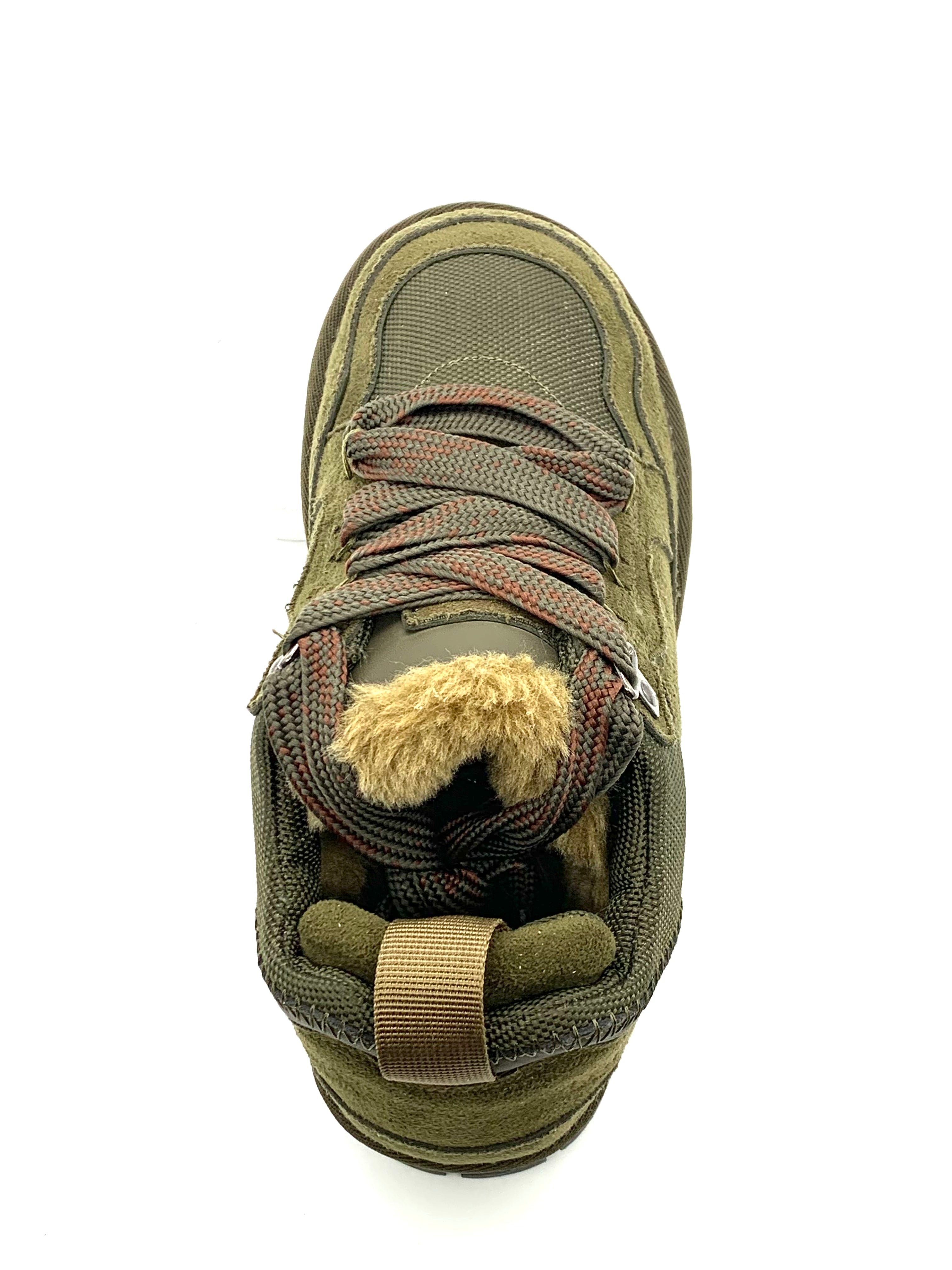 Men's Military Green Fleece - Lined Hiking Sneakers with Anti - Slip Rubber Sole, Comfortable & Stylish for Outdoor Activities