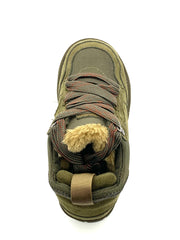 Men's Military Green Fleece - Lined Hiking Sneakers with Anti - Slip Rubber Sole, Comfortable & Stylish for Outdoor Activities