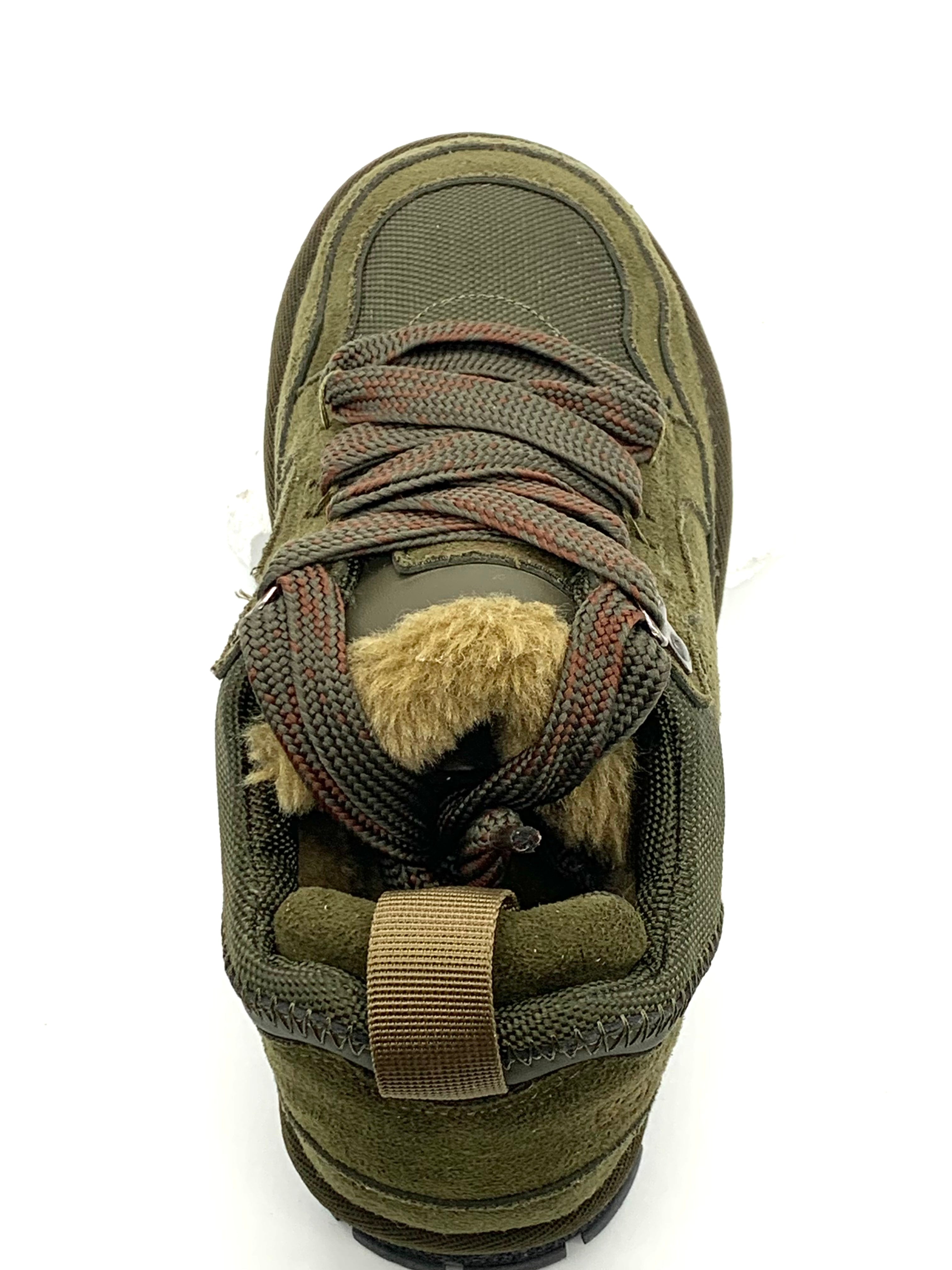 Men's Military Green Fleece - Lined Hiking Sneakers with Anti - Slip Rubber Sole, Comfortable & Stylish for Outdoor Activities