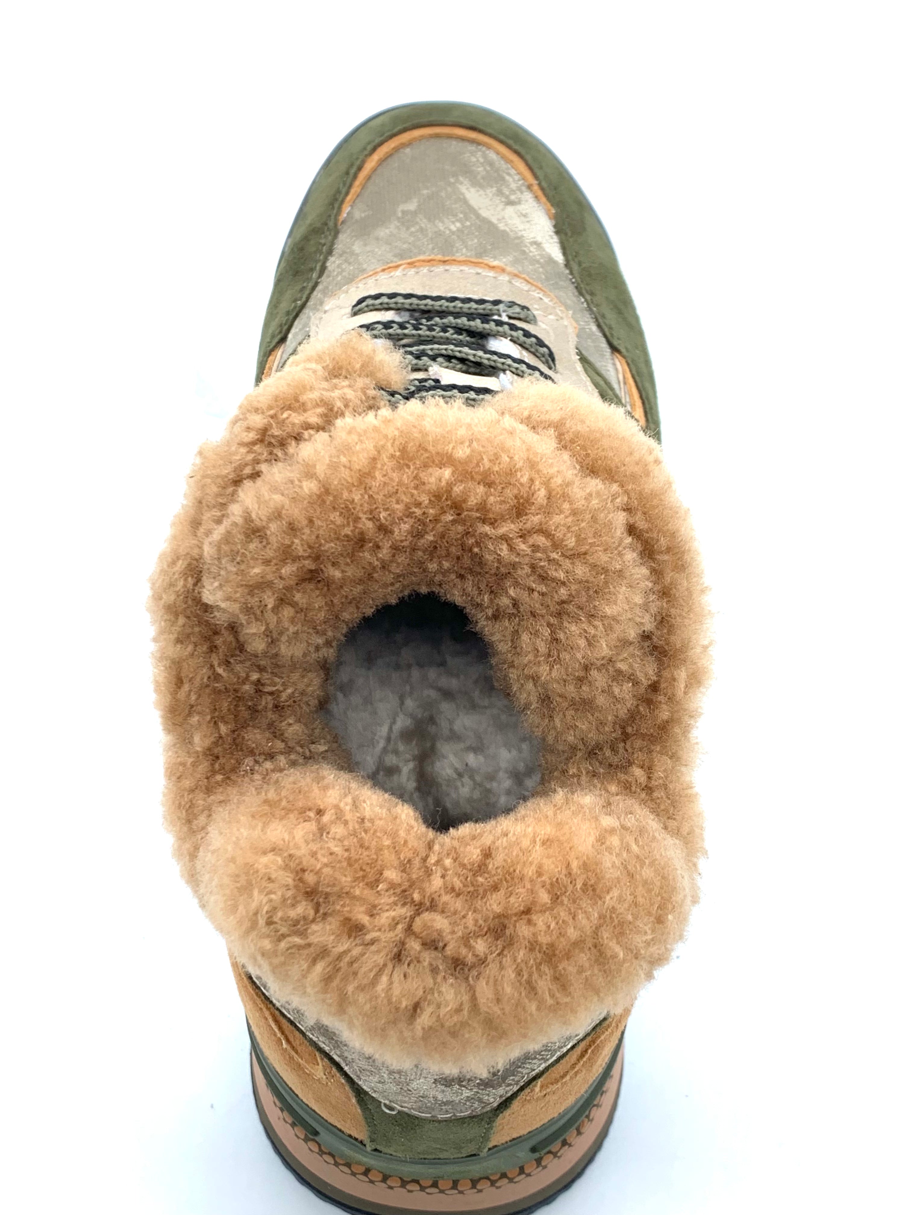 Women's Retro Color - Block Hiking Sneakers with Fleece Lining, Platform Sole for Winter Outdoor & Casual Wear