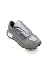 Women's Quilted Slip - On Sneakers, Metallic Silver Warm Platform Shoes for Winter Casual Wear