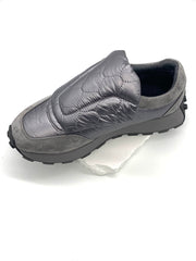 Women's Quilted Slip - On Sneakers, Metallic Silver Warm Platform Shoes for Winter Casual Wear