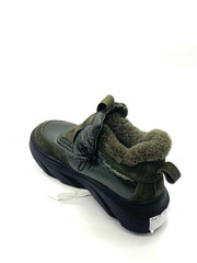 Women's Olive Green Winter Slip - On Sneakers, Warm Fleece - Lined, Velcro Strap Ankle Boots