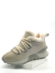 Women's Olive Green Quilted Fleece - Lined Sneakers with Chunky Sole and Color - Block Design