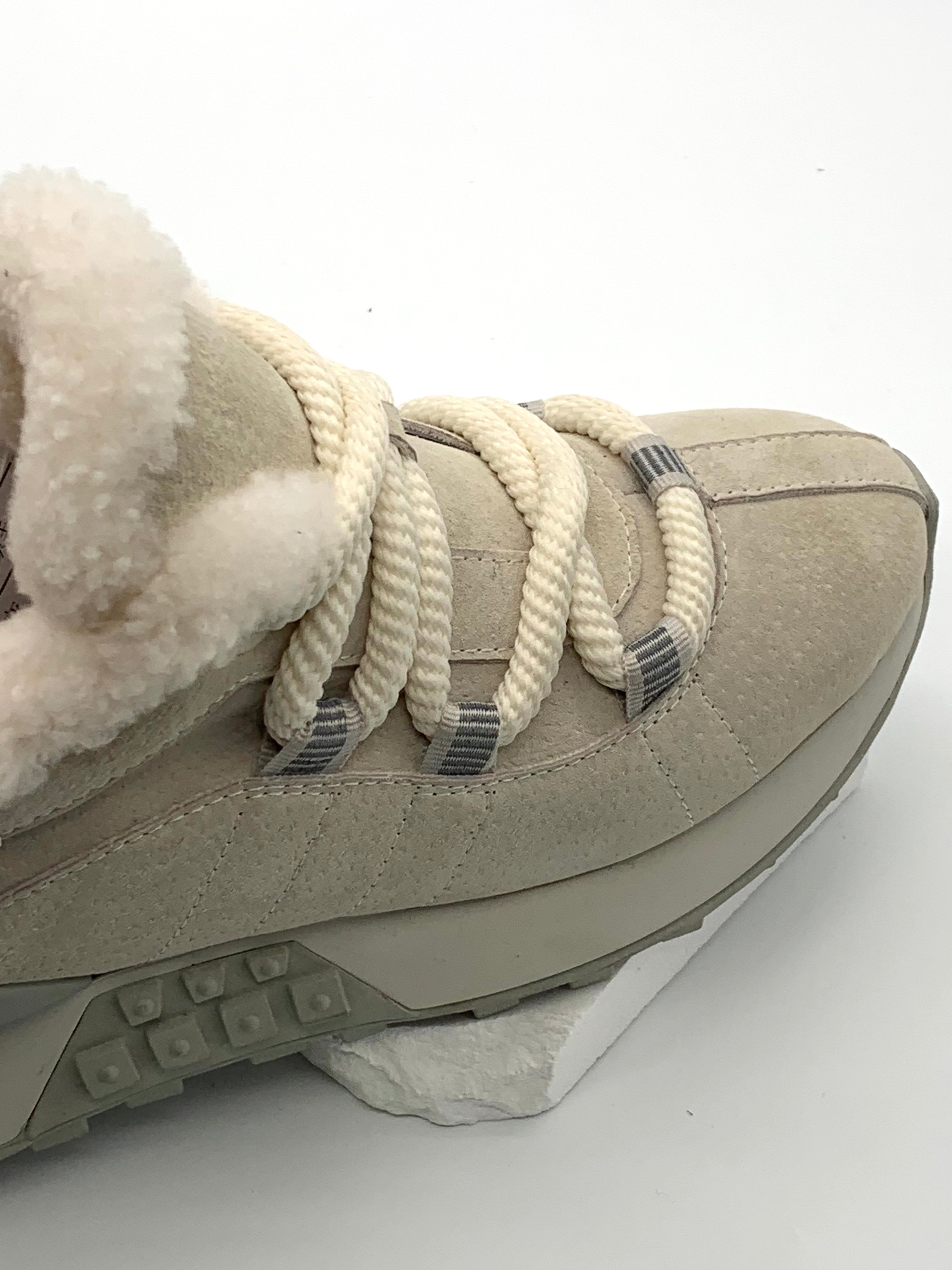Women's Olive Green Quilted Fleece - Lined Sneakers with Chunky Sole and Color - Block Design