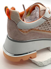 Women's Beige Mesh Panel Sneakers with Platform Sole, Breathable & Stylish for Casual Wear