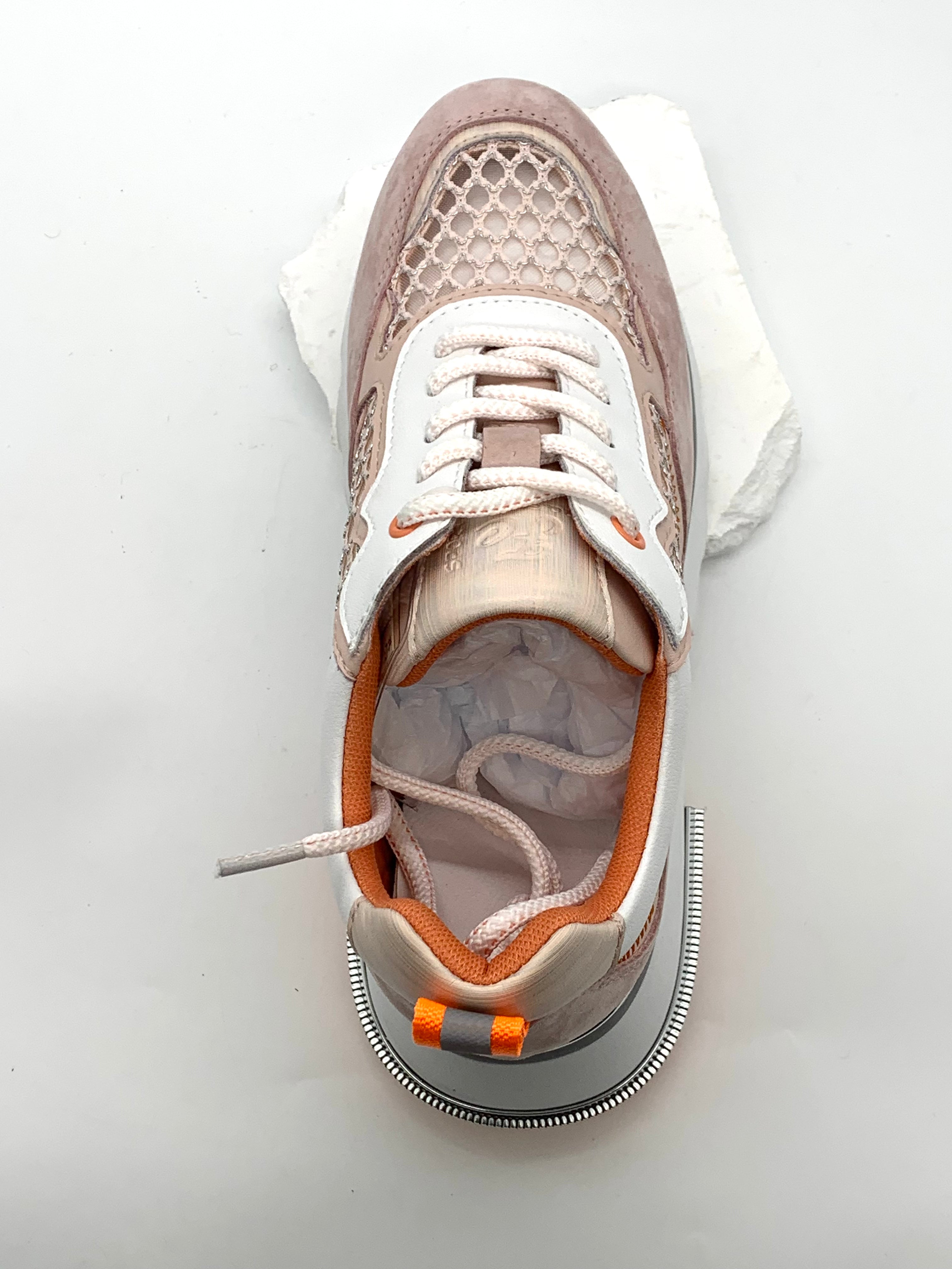 Women's Beige Mesh Panel Sneakers with Platform Sole, Breathable & Stylish for Casual Wear
