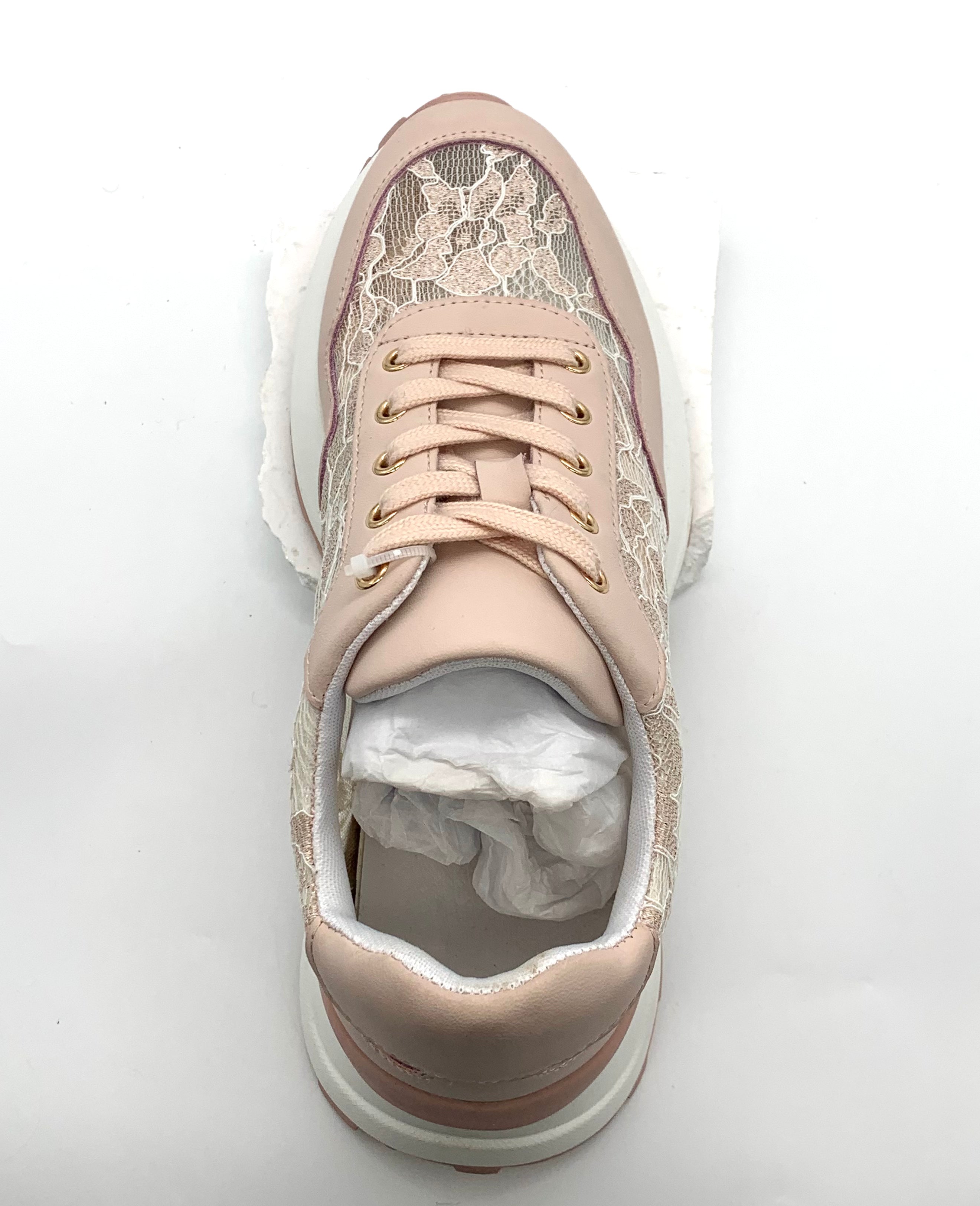 Women's Beige Leather Sneakers with Lace Panels, Stylish & Breathable for Casual Outfits