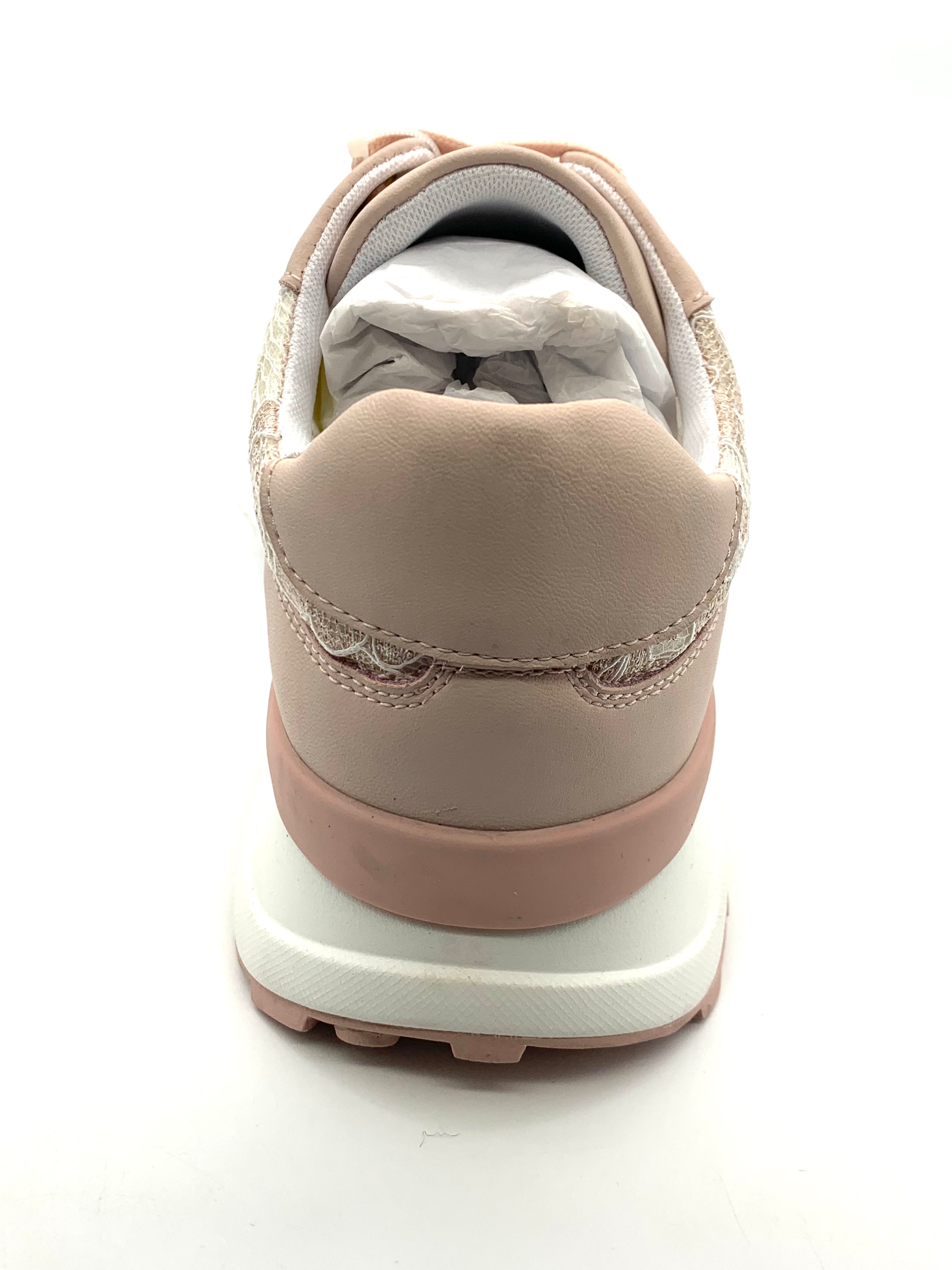 Women's Beige Leather Sneakers with Lace Panels, Stylish & Breathable for Casual Outfits
