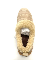 Women's Beige Fleece Winter Casual Shoes, Warm Wool Lined Platform Loafers