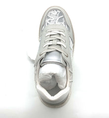 Women's Light Gray Leather Sneakers with Lace Details, Breathable & Stylish Casual Shoes