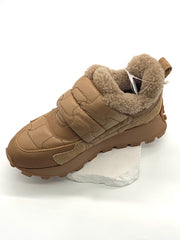 Women's Camel Quilted Winter Slip - On Shoes, Warm Fleece - Lined Platform Sneakers