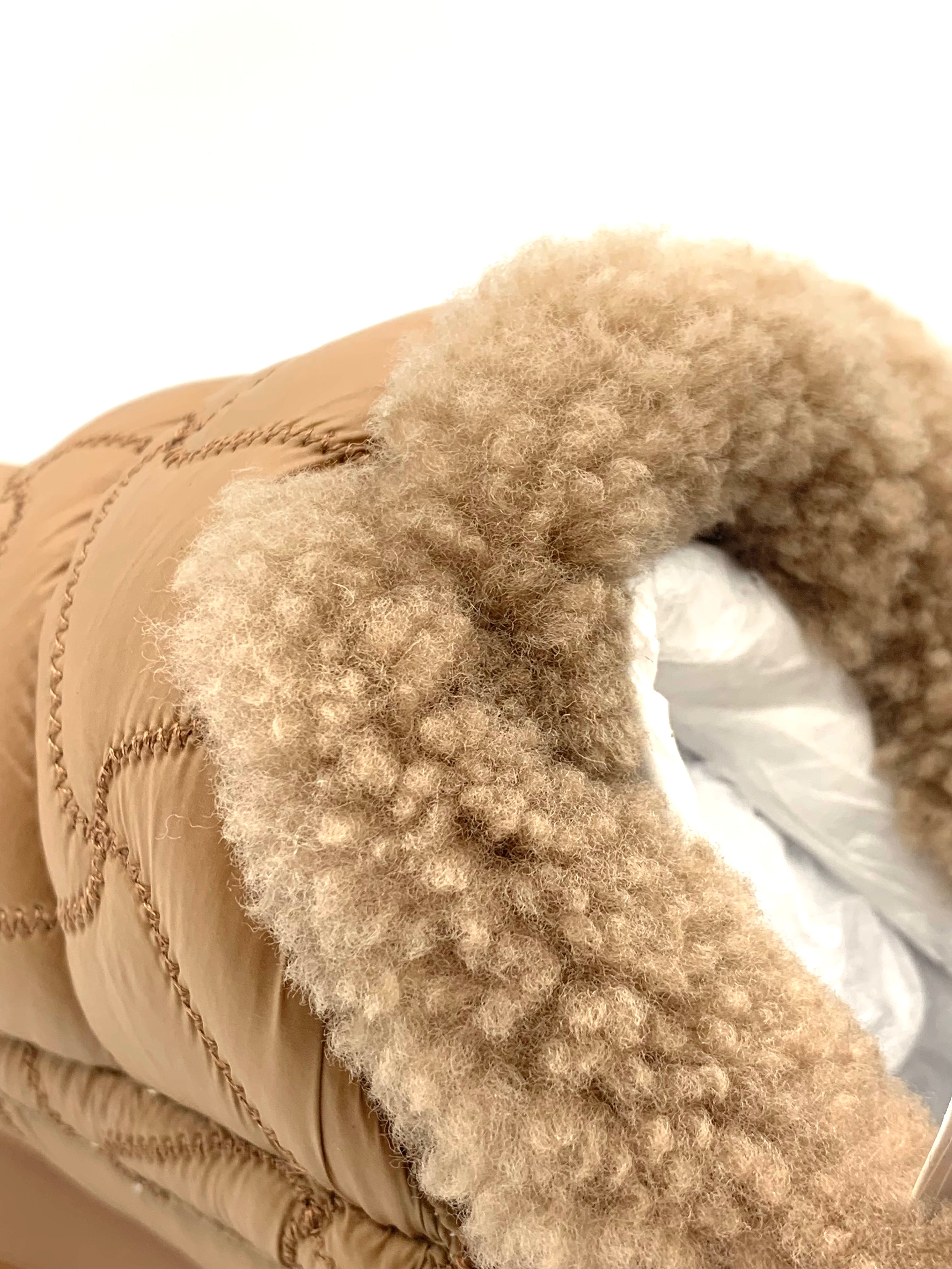 Women's Camel Quilted Winter Slip - On Shoes, Warm Fleece - Lined Platform Sneakers