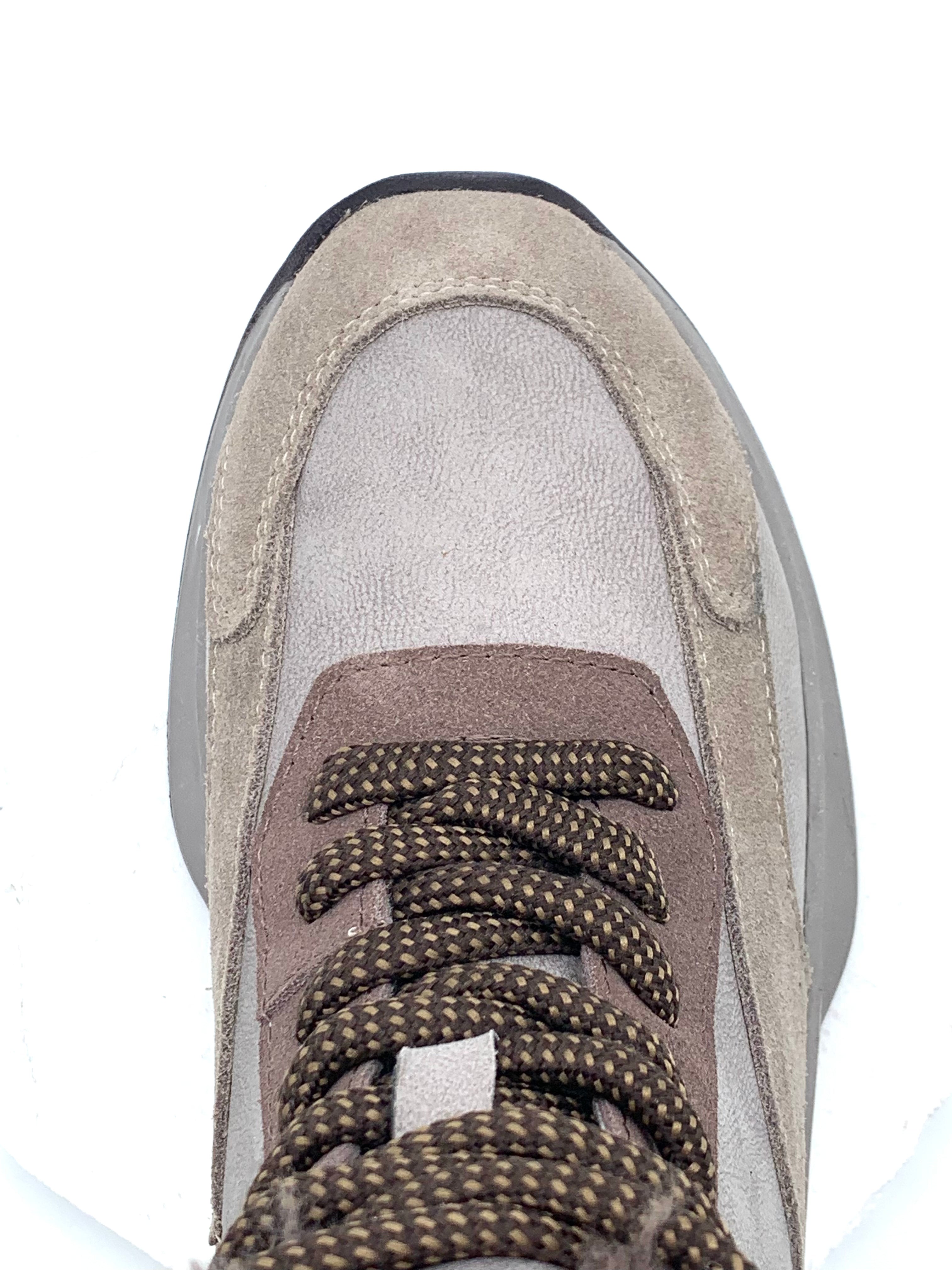Women's Beige Suede Winter Ankle Boots with Fleece Lining, Side Zipper & Chunky Sole