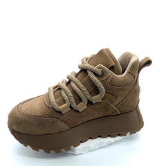 Women's Camel  High - Top Sneakers, Chunky Sole Retro Casual Shoes