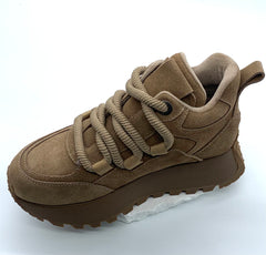 Women's Camel  High - Top Sneakers, Chunky Sole Retro Casual Shoes