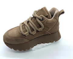 Women's Camel  High - Top Sneakers, Chunky Sole Retro Casual Shoes