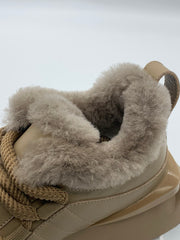 Women's Khaki Winter Sneakers with Fleece Lining, Chunky Sole & Stylish Lacing