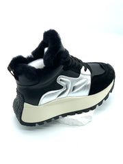 Women's Black Silver - Accent High - Top Sneakers, Fleece - Lined Chunky Winter Shoes