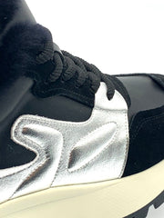 Women's Black Silver - Accent High - Top Sneakers, Fleece - Lined Chunky Winter Shoes
