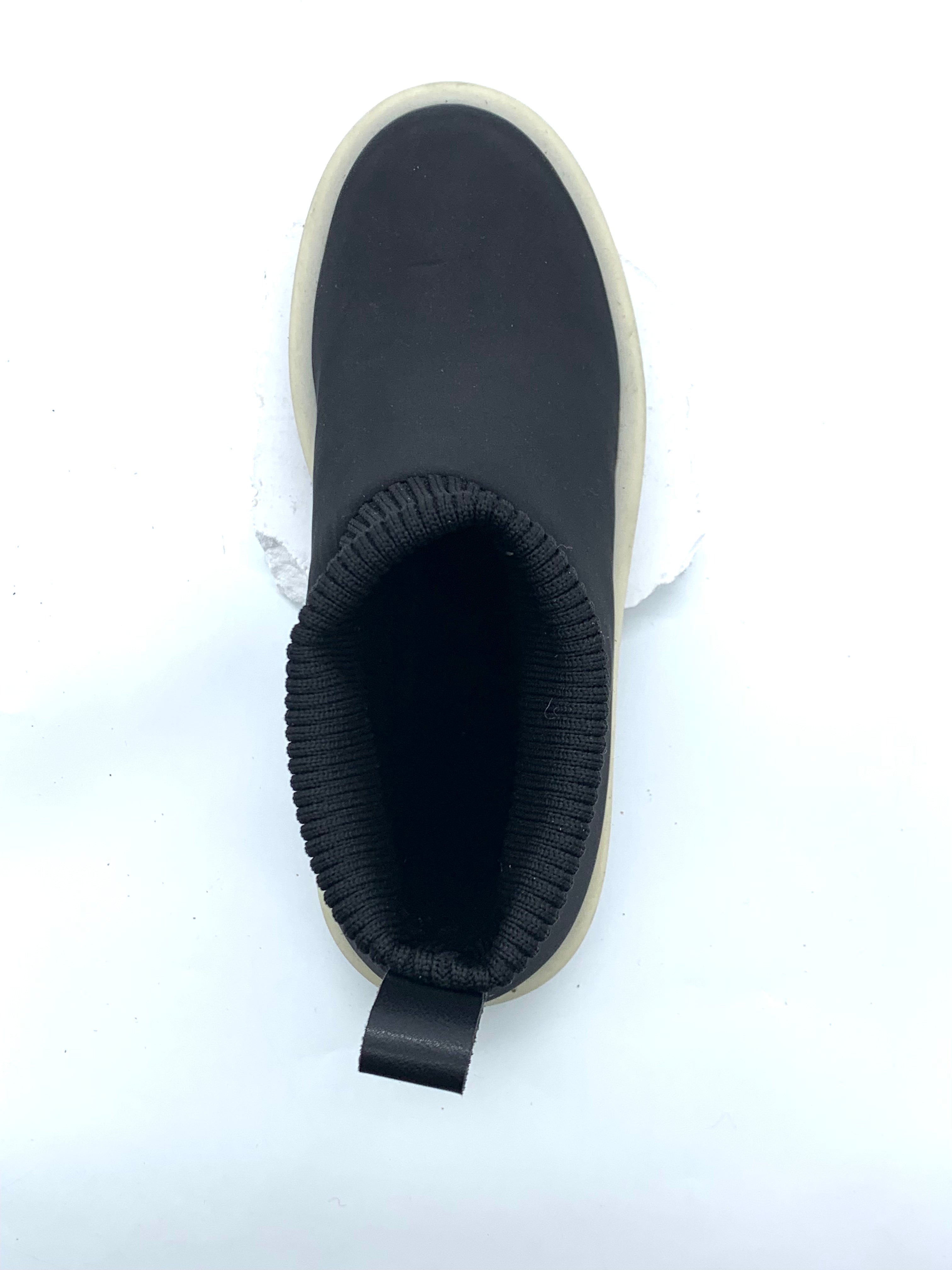 Women's Black Sock - Style Ankle Boots with Chunky Sole
