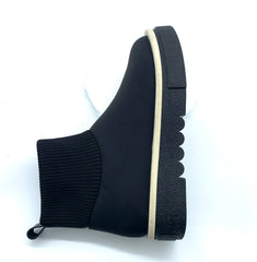 Women's Black Sock - Style Ankle Boots with Chunky Sole