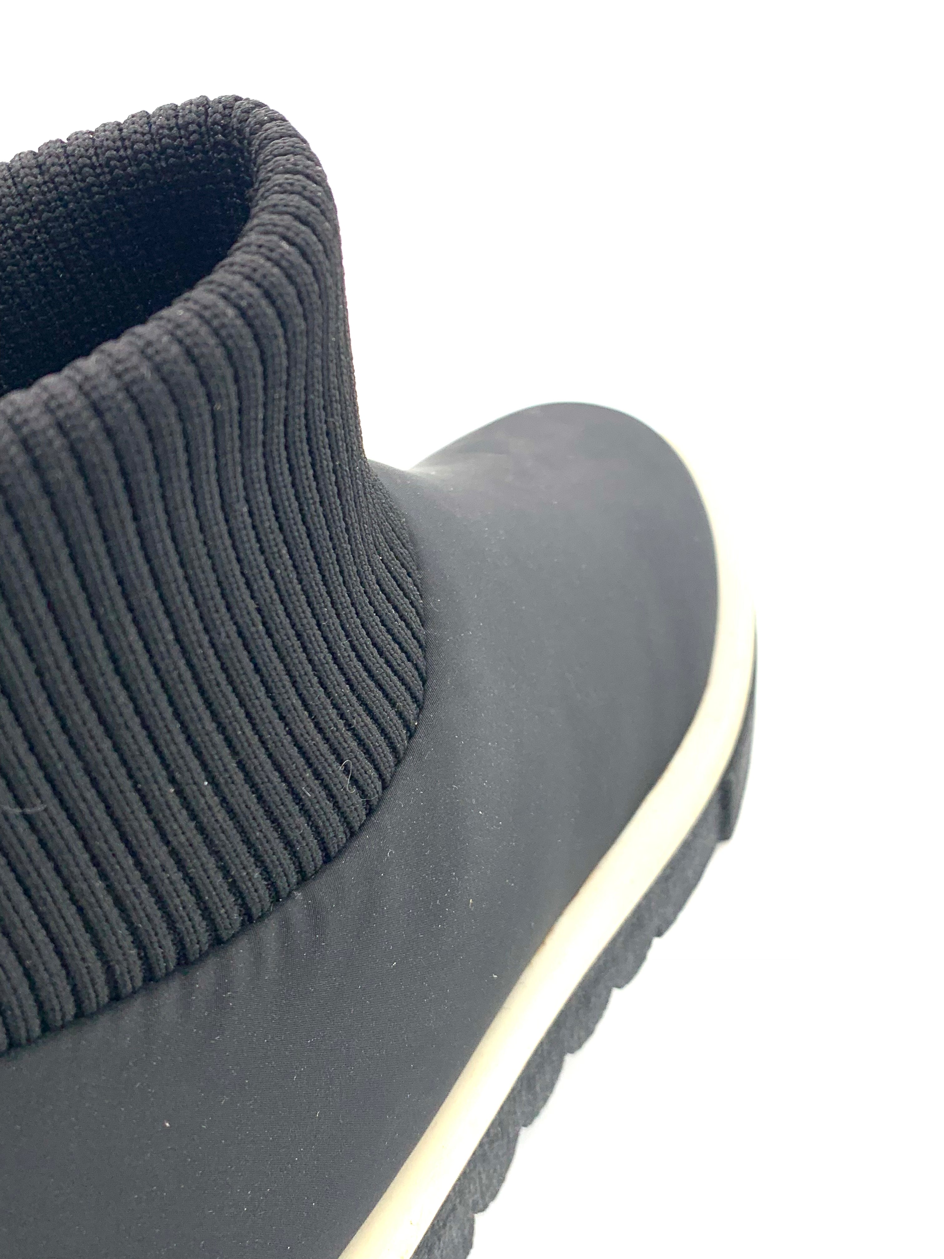 Women's Black Sock - Style Ankle Boots with Chunky Sole