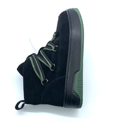 Men's Black shoes - Top Sneakers with Green Laces & Contrast Sole