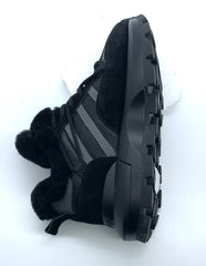 Women's All - Black High - Top Sneakers with Fleece Lining & Chunky Sole