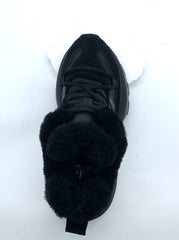 Women's All - Black High - Top Sneakers with Fleece Lining & Chunky Sole