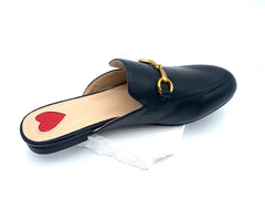 Leather Mules with Gold Accent - Timeless Elegant Vibe on Your Feet