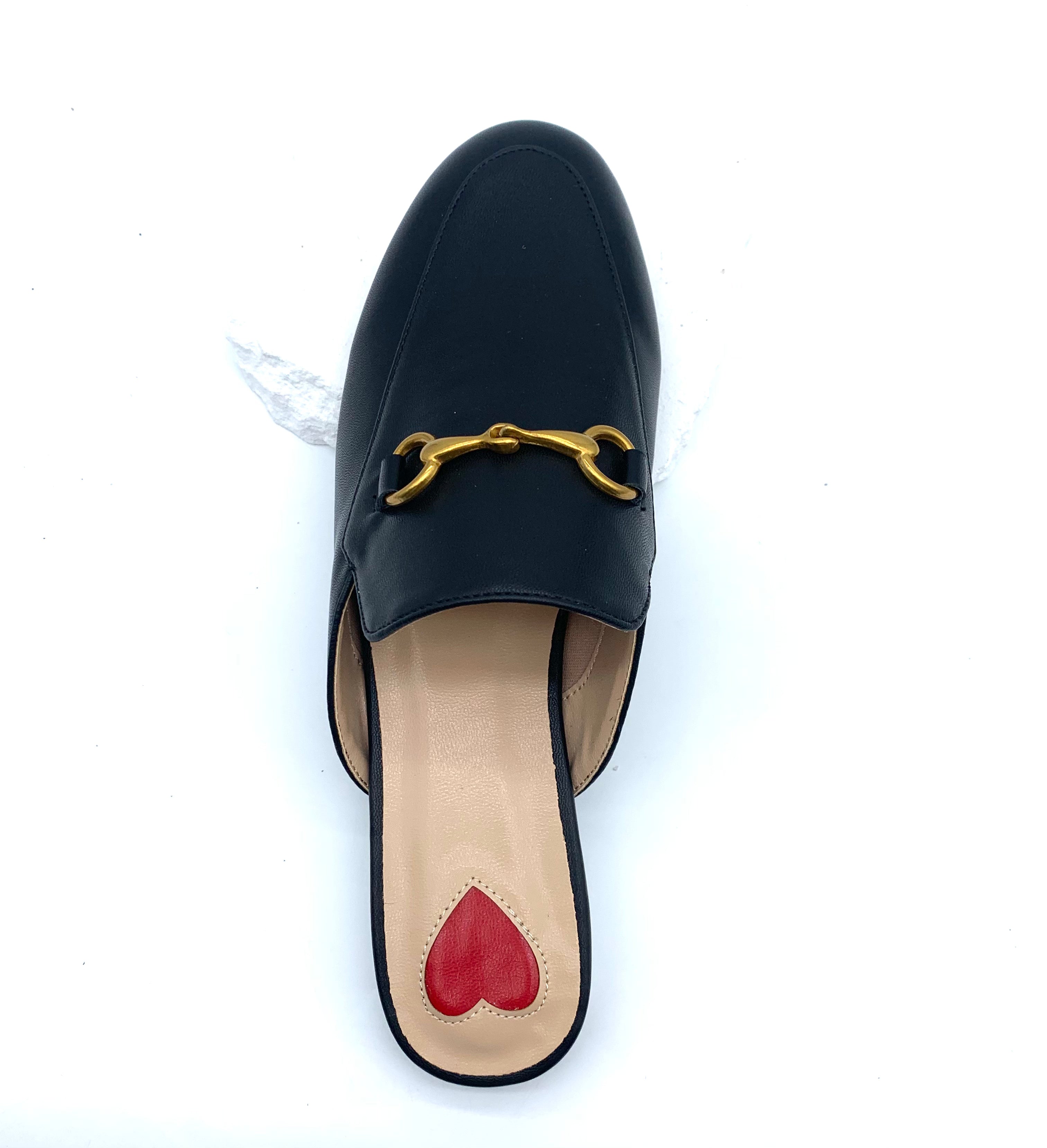 Leather Mules with Gold Accent - Timeless Elegant Vibe on Your Feet