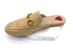 Metallic Embellished Woven Mule Shoes - Chic Coastal Charm on Your Feet