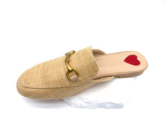 Metallic Embellished Woven Mule Shoes - Chic Coastal Charm on Your Feet