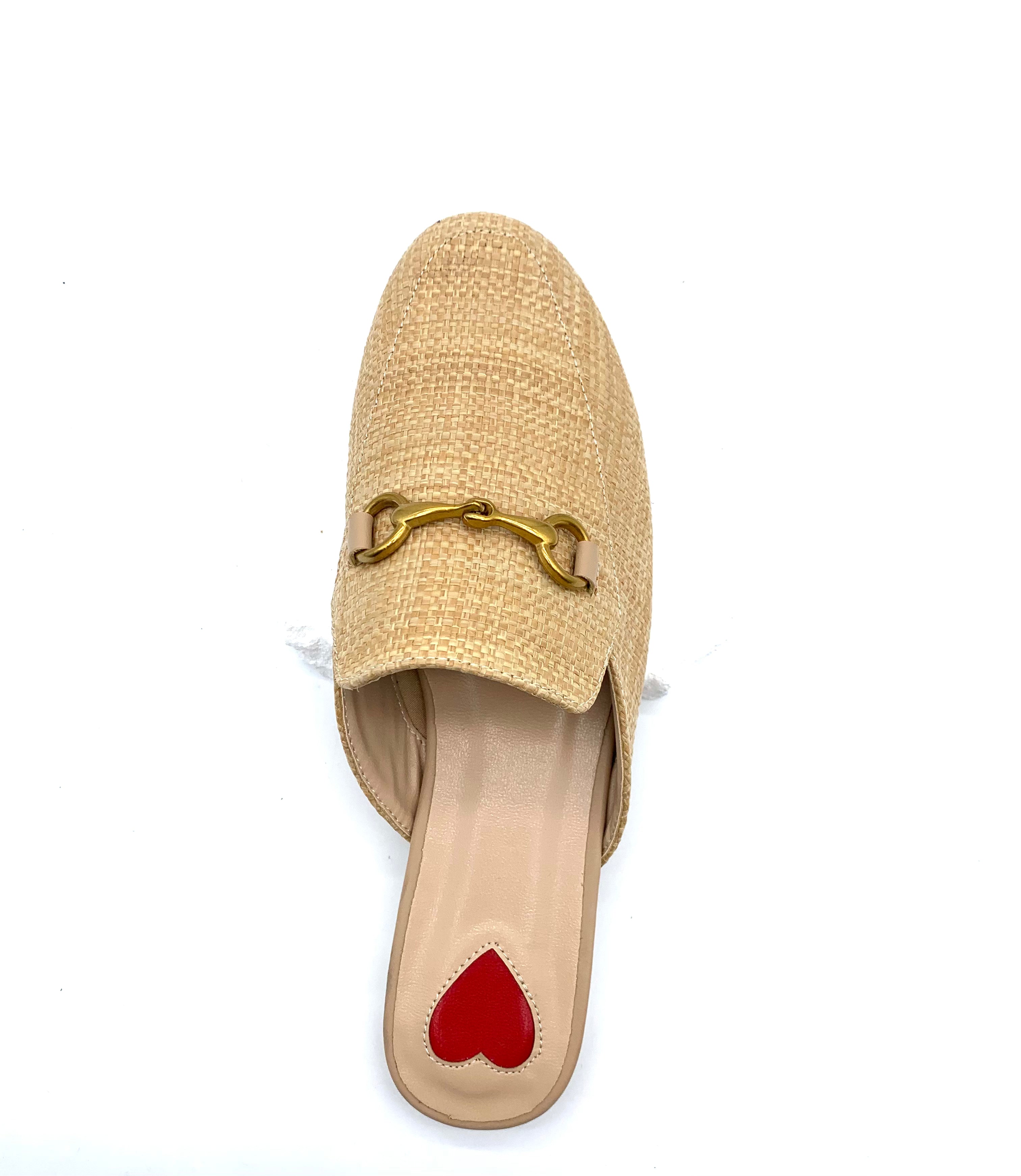 Metallic Embellished Woven Mule Shoes - Chic Coastal Charm on Your Feet