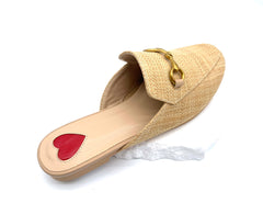 Metallic Embellished Woven Mule Shoes - Chic Coastal Charm on Your Feet
