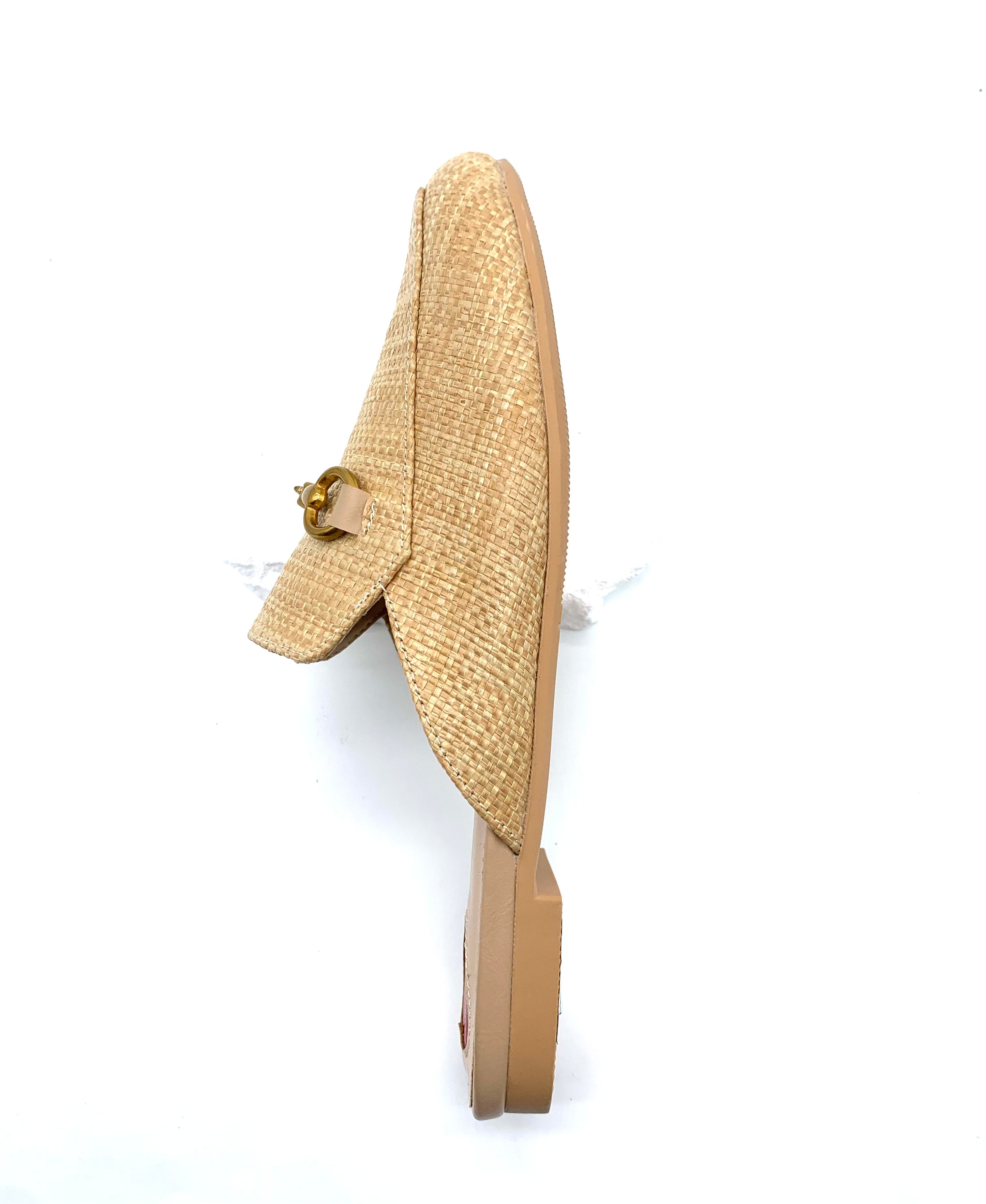 Metallic Embellished Woven Mule Shoes - Chic Coastal Charm on Your Feet