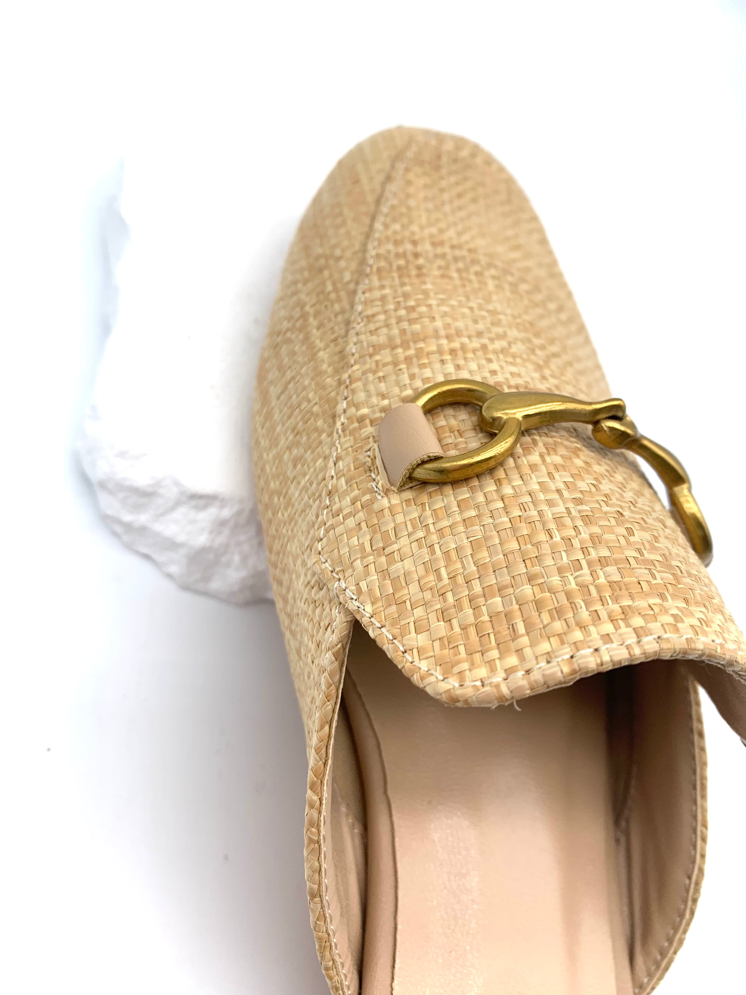 Metallic Embellished Woven Mule Shoes - Chic Coastal Charm on Your Feet