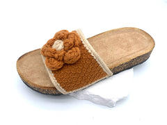 Hand Knit Floral Slippers - Cozy Cotton Feet
